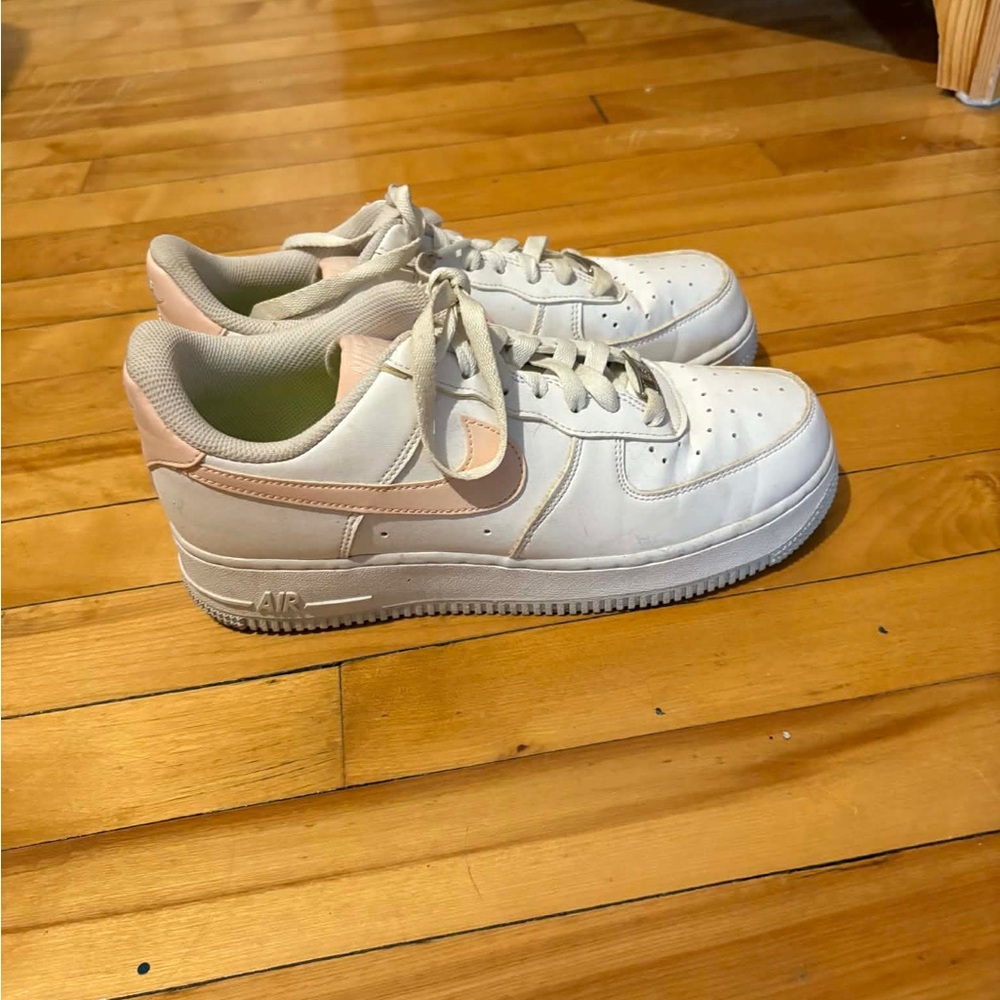 Nike White Sneakers with Light Pink Air Force
